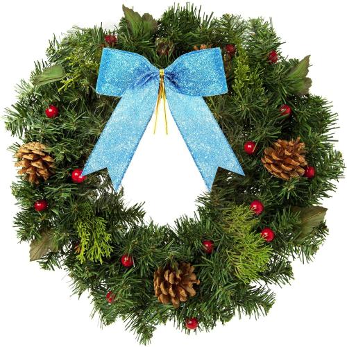 Sumind 36 Pieces Blue Christmas Tree Glitter Bows, 5 x 4 Inch Tie Ribbon Twist Tie Bows for Treat Bags Gift Wrapping Basket Wedding Birthday Valentine Christmas Tree Wreath Garland Decoration