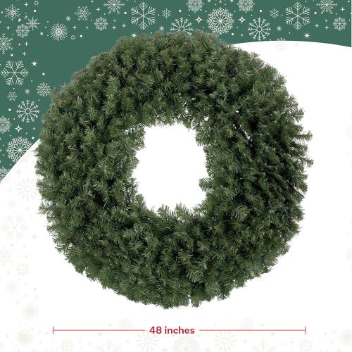 48in. Large Christmas Wreath - Artificial Spruce Wreath with 200 LED Lights and 702 Realistic Branch Tips - Indoor/Outdoor Christmas Decorations for House, Front Porch, Mantel, or Wall by Elf Stor