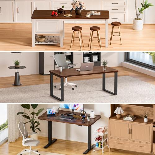 BIZUM Whole-Piece Particle Board Table Top Wood Countertop for Standing Desk DIY, 63x28x1 Inch Walnut Desk Top