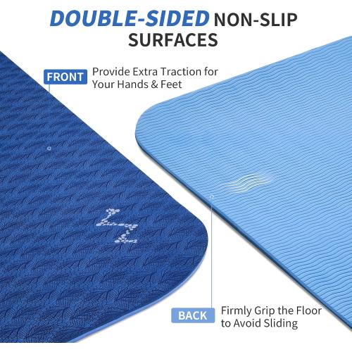 Size72/84x 32x 1/4 Color Blue  Extra Wide Yoga Mat for Women and Men (72/84x 32x 1/4) TPE Workout Mat, Non-slip Large Exercise Fitness Mat for Yoga, Pilates, Workout