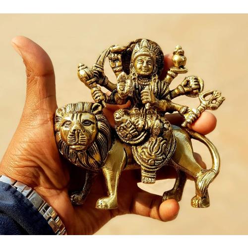 eSplanade Brass Maa Durga/MATA Rani Idol, Statue, moorti, murti for Home Mandir and Home Decor (4.6 Inches)