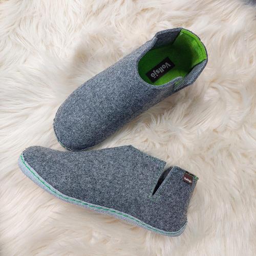 Vollsjo, Gray, Women's Size 9 Felt House Slippers Vegan Handmade in