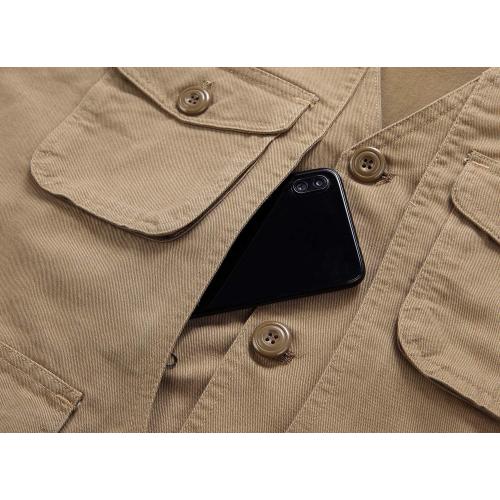 Size XL KTWOLEN Men's Outerwear Multi-Pocket Vests Casual Fishing Safari Vest Cotton Lightweight Outdoor Vest
