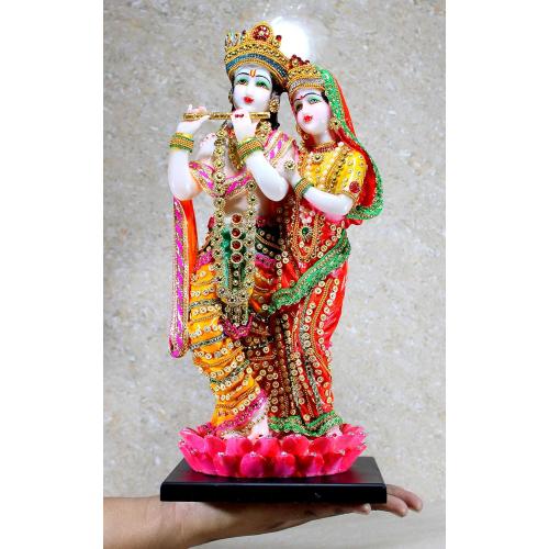 Size 16 eSplanade Resin Radha Krishna on Sofa Murti Idol Statue Sculpture (16 Inches)
