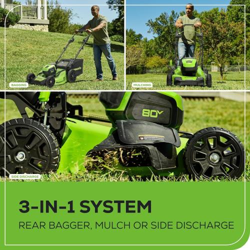 Greenworks 80V 21 Brushless Cordless (Self-Propelled) Lawn Mower (75  Compatible Tools), 4.0Ah Battery and 60 Minute Rapid Charger Included