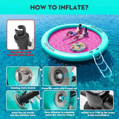 Inflatable Water Hammock Round Floating Ring,8/10/12FT Heavy Duty Pool Float for Adults,Inflatable Tanning Pool Float Island Dock for Lake/River/Ocean,w/Cup Holder,10FT&12FT Include 4-Step Soft Ladder