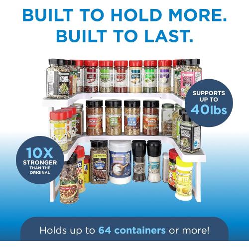 Spicy Shelf 3.0 - Expandable 2 Tiered Spice Rack Organizer for Cabinet & Pantry - Kitchen Seasoning Organizer - Cabinet Spice Racks for Inside Cabinets (Spicy Shelf Premium) - Home Organization