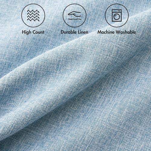 MIULEE Pack of 2 Linen Textured Pillow Covers, 18x18 Inch Light Blue