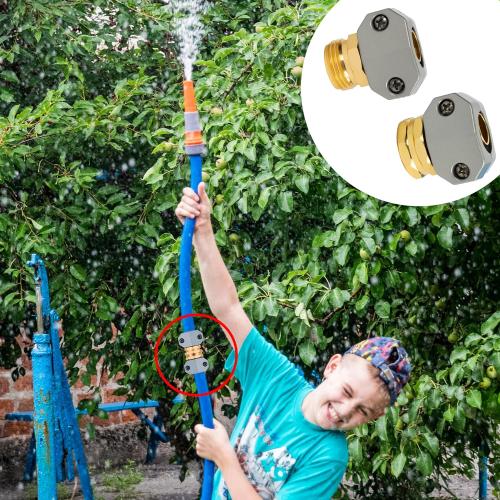 Hourleey Garden Hose Repair Kit, 2 Sets Aluminum Alloy Garden Hose End Mender, Male and Female Water Hose Repair Fittings, Fit 5/8 and 3/4 Connector, with 4 Extra Hose Washers