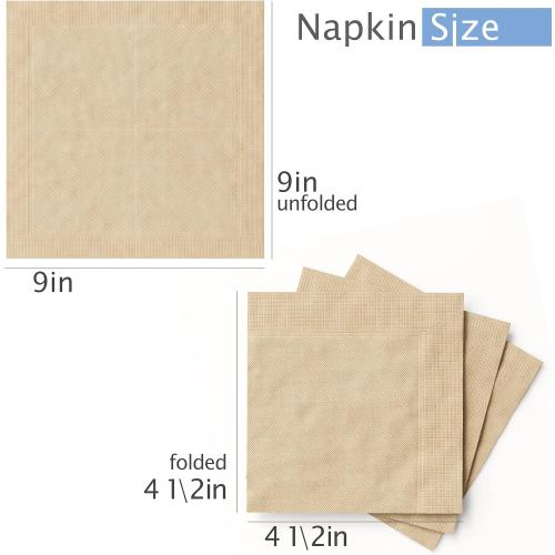 1000 pack Paper Cocktail Napkins, Beverage Napkin 5x5, Bar Napkins, Compostable Natural Kraft Brown Napkins, Unbleached, for Party Picnic Kitchen