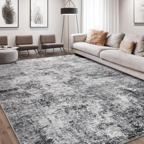 DMOYEST Area Rug Living Room Rugs - Large Soft Indoor Neutral Modern Abstract Low Pile Washable Rug Carpet for Bedroom Dining Room Farmhouse Home Office - Grey