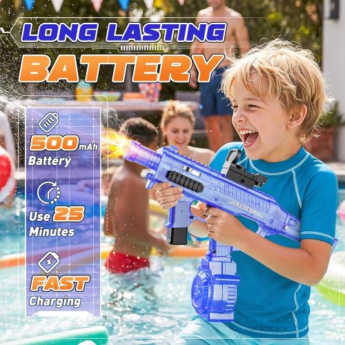 2 Pack Large Electric Water Guns for Adults & Kids, Automatic Squirt Guns | 730CC High Capacity Water Gun with LED Light, 26-33FT Long Range & Battery Powered for Summer Outdoor Beach Pool Toy Gift