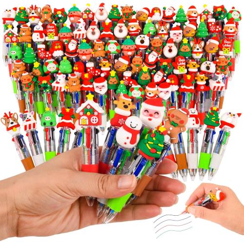 LiYiQ Bundle of Christmas 4-in-1 Multicolor Pens Bulk Christmas Stocking Stuffers Christmas Classroom Gifts