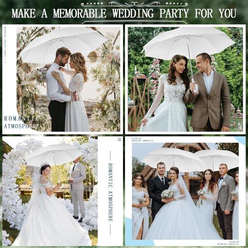 8 Pack Wedding Umbrella Bulk, Windproof Large Rain Umbrella, Strong Fiberglass Frame, Auto Open Wedding Umbrellas for Guests Bride Groom Photography Friend Gift