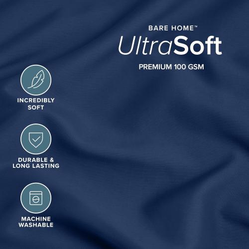 Bare Home Pillowcases Open End (Standard 4 Pack, Dark Blue)