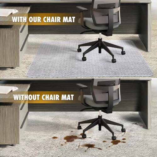 BesWin Office Chair Mat for Carpet,  32 x 48 Heavy Duty Hard Computer Desk Chair Mat for Carpeted Floors, Anti-Slip Carpeted Floor Protector for Home Office, Smooth Glide, Ship Flat