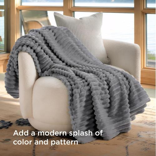 Bedsure GentleSoft Frost Gray Fleece Blanket for Couch - Cozy Soft Blankets for Women, Cute Small Throws for Girls, 50x70 Inches