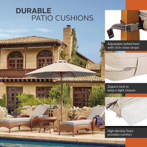 Classic Accessories 62-001-BEIGE-EC Chaise Lounge Cushion Combo, 1 Pack - 72 x 21 x 3 Inch, Antique Beige