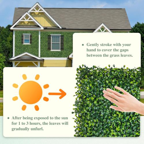 ODTORY Artificial Boxwood Roll Panels, 48x120 (40 sq.ft) UV-Resistant Faux Ivy Privacy Fence Screen, Decorative Grass Wall Covering for Indoor & Outdoor Garden, Backyard, Balcony, Home Decor