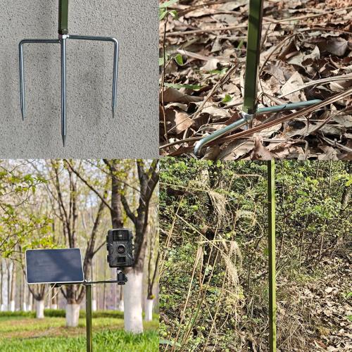 Trail Camera Stand 1/4 Tripod Multi-Pivot Stable Rugged Steel Hunting Trail Camera & Solar Pak Battery Mounting Post (2)