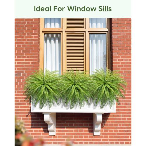Velener 36 Inch Artificial Boston Fern Large Hanging Plant, Fake Fern Plants Bush Indoor for Home Decor, Faux Plants Outdoor, Garden, Office, Garden Decoration(Green)
