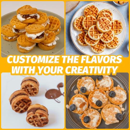 Mini Waffle Maker, Mini Waffle Iron, Waflera Electrica, Small Waffle Maker for Kids, Baby wafflera, Makes 8×2 Tiny Waffle Bites, Non-stick Surface, Ideal for Breakfast, Dessert and Snacks