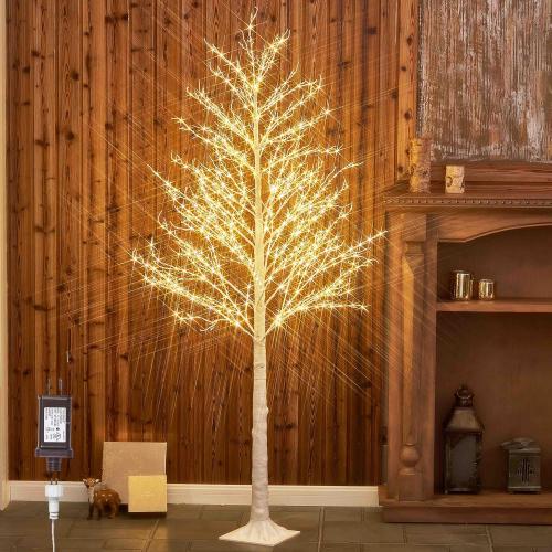 LITBLOOM Pre Lit White Tree 6FT 690 Fairy Lights Plug in,Twig Tree with Lights for Home Living Room Christmas Easter Decoration Indoor Outdoor