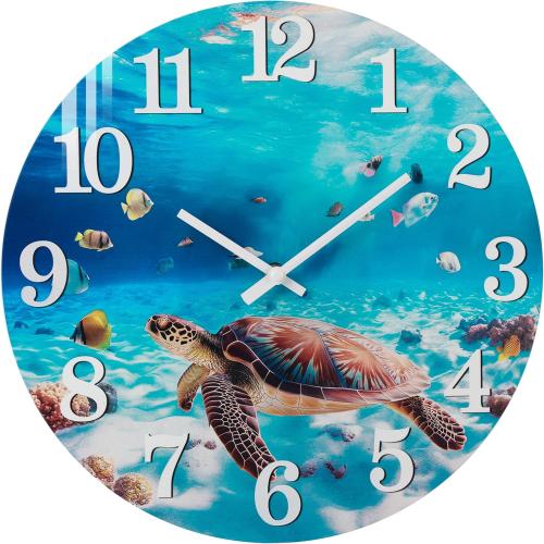 Outdoor Clocks Waterproof Outdoor Coastal Beach Ocean Wall Clocks for Patio Pool Garden Home Decor(14 Inch,Blue,Sea Turtle)