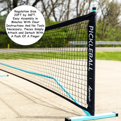 Homie Portable Pickleball Net Set with 4 Paddles, 4 Balls, Backpack Carrying Bag, 22 FT Regulation Size, Easy Setup for Outdoor Indoor, Weather Resistant Metal Frame