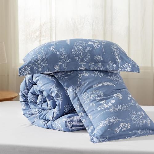 Bedsure  Comforter Set - Infinity Blue Bed  Cute Floral Bedding, 1 Soft Reversible Botanical Flowers Comforter