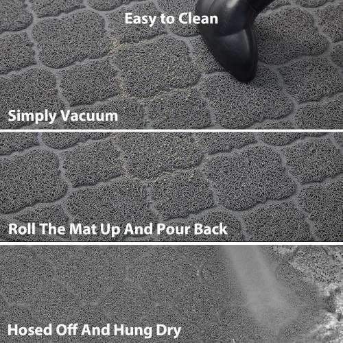 WePet Cat Litter Box Mat, Kitty Premium PVC Pad, Durable Trapping Rug, Phthalate Free, Urine-Resistant, Scatter Control, XXL 47 x 36 Inch, Grey
