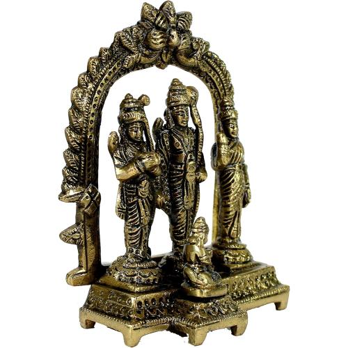 Size  5.5 Brass Ram Darbar (Rama, Sita, Laxman, Hanuman) Murti Idol Statue Sculpture