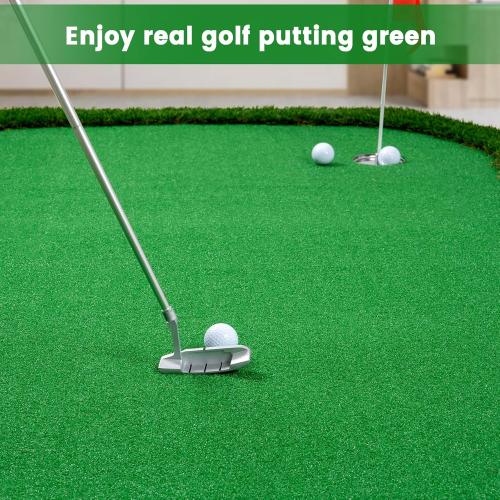 Golf Putting Green Indoor Outdoor Putting matt Professional Training Mat Practice Putting Mat with 3 Flags 1 Movable Cup 2 Slope Pad 5x10ft