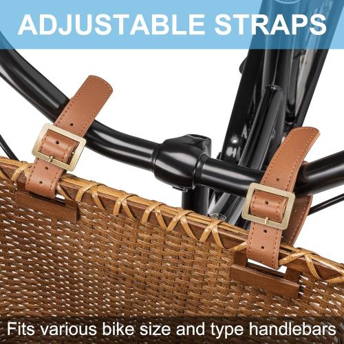 Bike Basket, Handmade Rattan Bicycle Baskets, Front Bike Baskets for Women’, Retro Style Bike Baskets for Adult Bikes