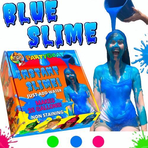 PARTY GOAT Instant Slime Powder. 25 Gallon Bulk Blue Slime Mix for Water Guns or Blasters. Make a Pool, Big Buckets or Bath Tub