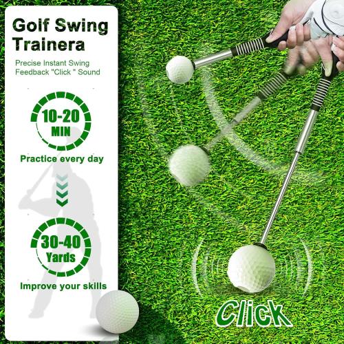Retractable Golf Swing Trainer - Pro Handed Click Stick Golf Grip Trainer | Golf Grip Swing Training Aid Ideal for Beginners
