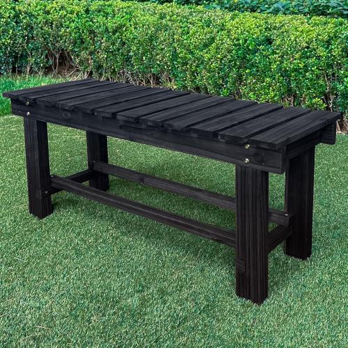 Black Outdoor Garden Bench, Wood Patio Bench Weatherproof Outdoor Backless Bench, Anti-Corrosion and Anti-Rust Garden Benches for Garden Lawn Porch Park Backyard