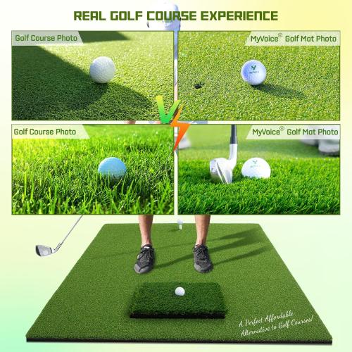 MyVoice Pro Large Golf Mat – Premium Thickened Golf Hitting Mat with Interchangeable Inserts for Driving, Chipping, and Swing Practice – Realistic Grass Texture for Enhanced Golf Training