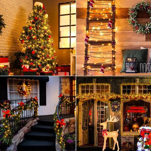 Christmas Tree Lights 98 FT 300 LED, Warm White Christmas Lights Indoor Plug in, 8 Modes Twinkle String Lights for Bedroom Party Ceiling Xmas Home Decorations