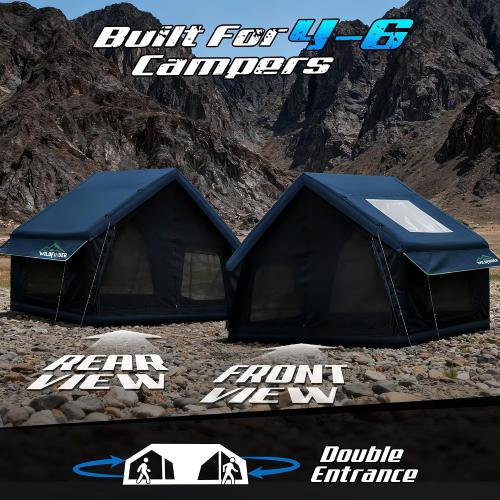 Inflatable Tent with Skylight, Quick Setup Blow Up Tents with Pump, Hot Tent with Stove Jack, Waterproof Oxford Inflatable House for Camping, Air Glamping Tents for Camping Adult