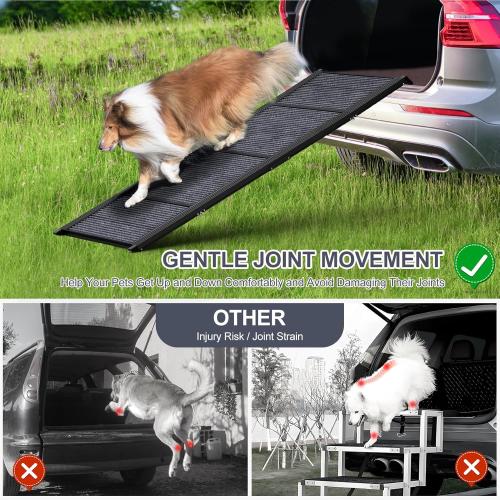 Dog Ramp for Car 63 Long & 17 Wide Portable Dog Ramps for Large Dogs with Non-Slip Rug Surface Dog Car Ramp for SUV Car & Truck, Folding Dog Ramp Up to 250LBS