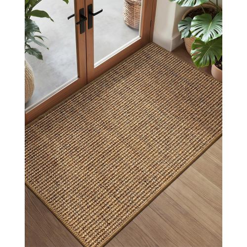 Color&Geometry Handwoven Jute Entry Rug - Natural Textured Front Door Mat 36x60, Non-Slip Durable & Eco-Friendly Doormat for High-Traffic Entrance, Rustic Farmhouse Welcome Mat, Sisal Brown