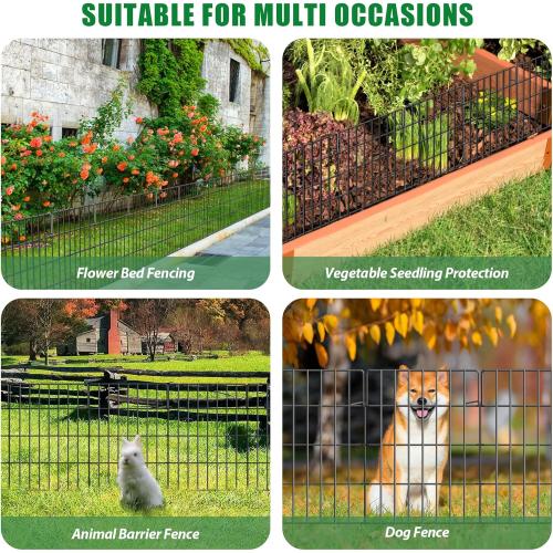 10 Pack Garden Fence Animal Barrier Fencing 1.44 inch Spacing Total 10.8ft (L) x 24in High Rustproof Metal Wire Yard Blocker Dog Fences Border for Outdoor Flower Bed Landscape Fencing Decor Black