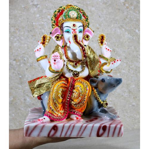 Size 11 eSplanade Resin Ganesha Ganesh Murti Idol Statue Sculpture - 11 Inches - Multi-Colour