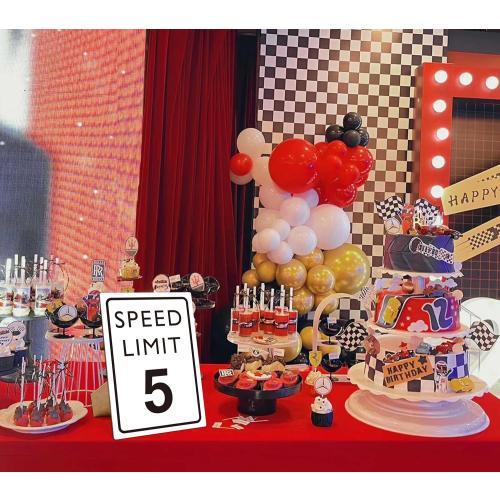 Race Car Birthday Decor, Speed Limit Sign, Fast Five, Race Car Birthday Party Decorations, 8×11 Wooden Play Sign with Stand, Let's Go Racing Party Supplies for Boy Race Fans - LP066