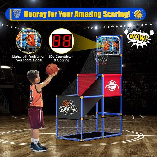 Kids Arcade Basketball Hoop Indoor Outdoor Single Shot Basketball Game for Toddler,Carnival Games Sport Gifts for Boys Girls Ages 3-8 Years Old,Ideal for Competition