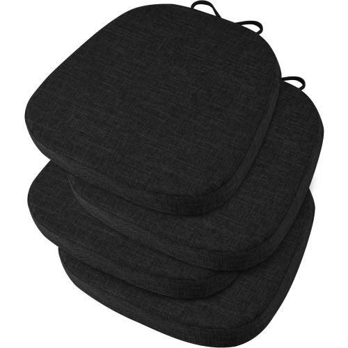 Set of 4 Color Black Chair Cushions for Dining Chairs Set of 4 Non Slip Thick Textured