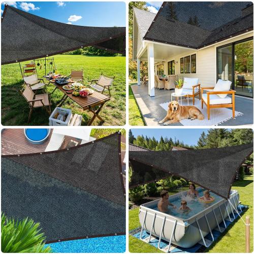Above Ground Pool Sun Shade Sail, 95% UV-Resistant Shade Cloth 15-22FT Pool | Outdoor Rectangle Canopy with Shade Sail Hardware Kit for Pools, Deck, Backyard Essentials, 16x20FT, Black