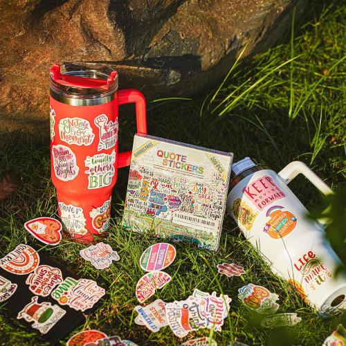 200PCS Holographic Quote Stickers, Motivational and Inspirational Vinyl Stickers with Positive Affirmations for Teens Adults Teachers, Waterproof Glitter Stickers for Water Bottles Laptop Scrapbook