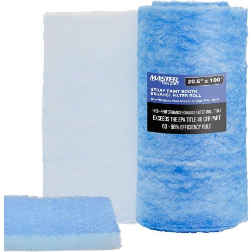 Master Elite Premium Paint Spray Booth Exhaust Filter Roll, 20.5 x 100' - 18 Gram Heavy-Duty Fiberglass Paint Arrestor - Captures Traps Overspray Paint Particles in Auto Car Autobody Refinish Booths